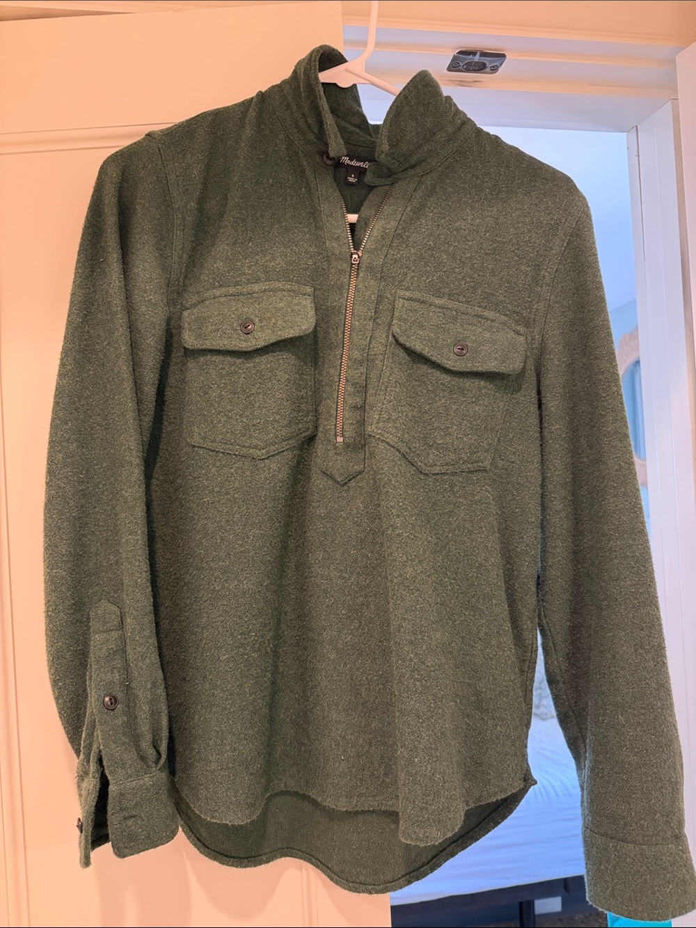 Madewell Olive Green Zip-Up Shirt